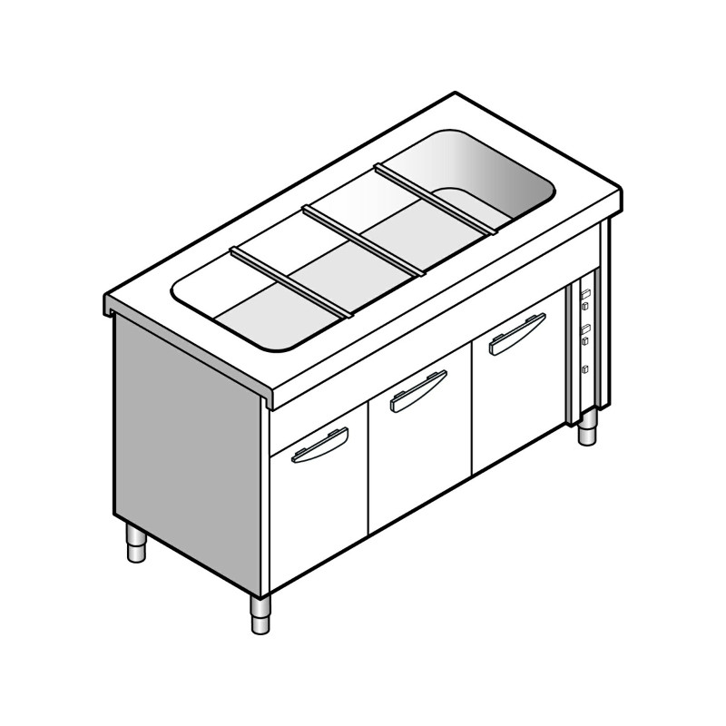 Прилавок-мармит для 1 и 2 блюд EMAINOX 8ECB15 8045019 с подогреваемым шкафом