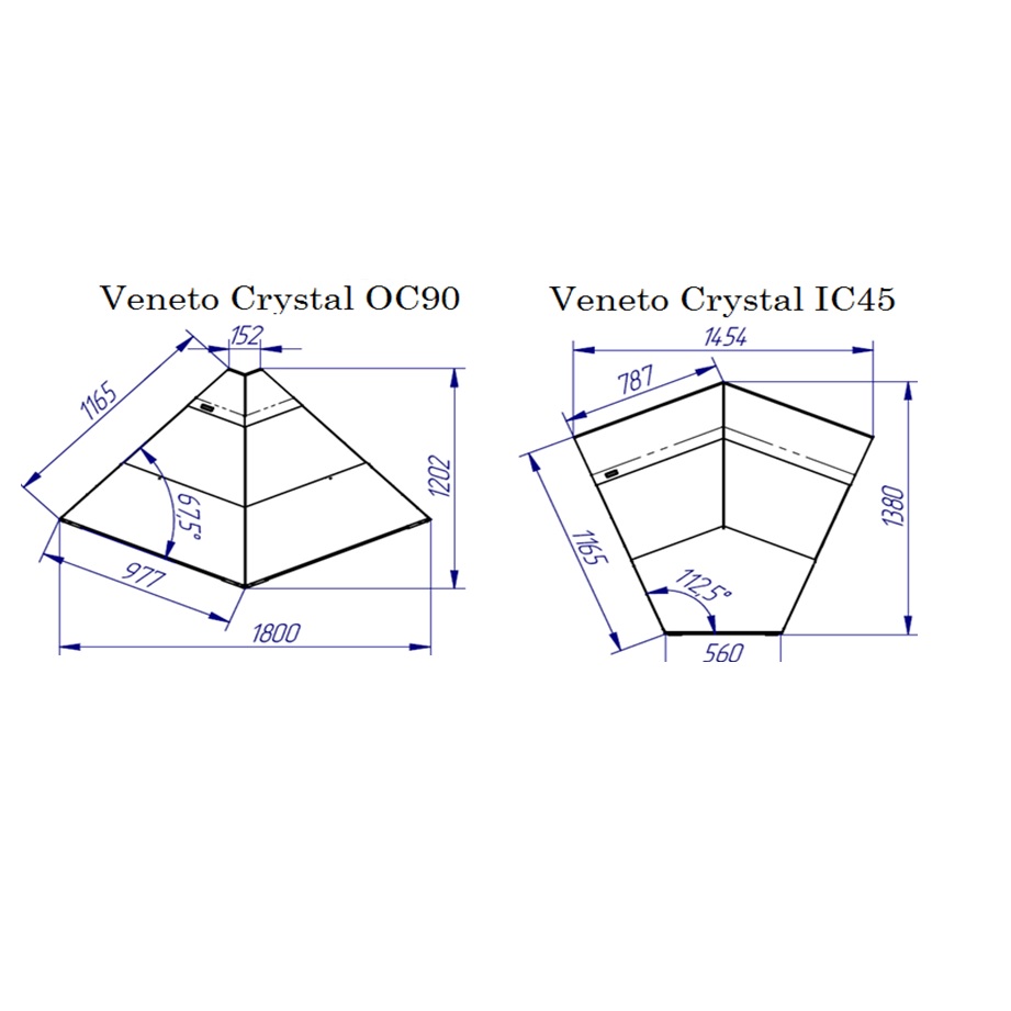 Прилавок холодильный Italfrigo Veneto Crystal Self IС 45 внутренний угол