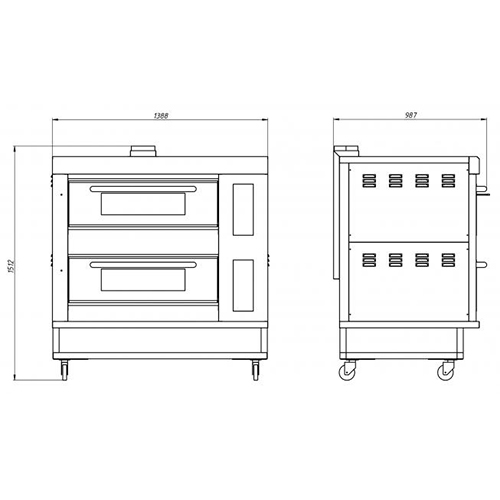 Шкаф пекарский подовый газовый Grill Master ШЖГ/2 (+400°C) (с пароувлажнением)