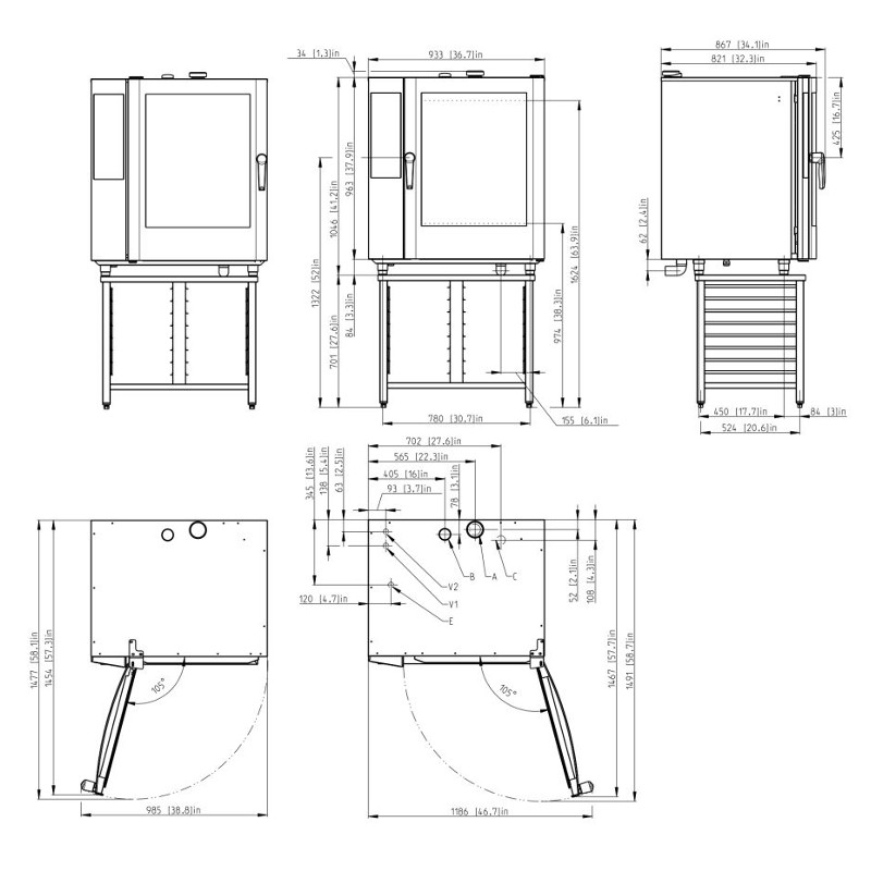 Пароконвектомат Retigo O1011IC VISION II 600x400 с держателем AC19-3100